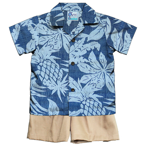 Hala Pineapples Hawaiian Aloha Boys 2pc Cabana Set